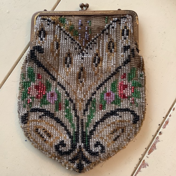 Antique Vintage 1920’s Seed Bead Hand Beaded Art Deco Flapper Purse - Picture 2 of 9